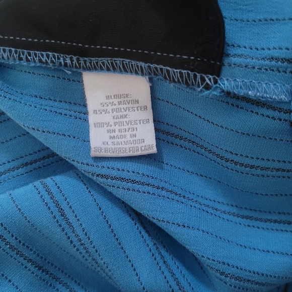 Dressbarn Blue and Black Striped Button Up Shirt L - Picture 5 of 5
